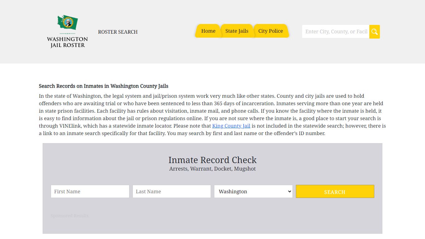 Jail Roster Search | Jail Records Information in Washington